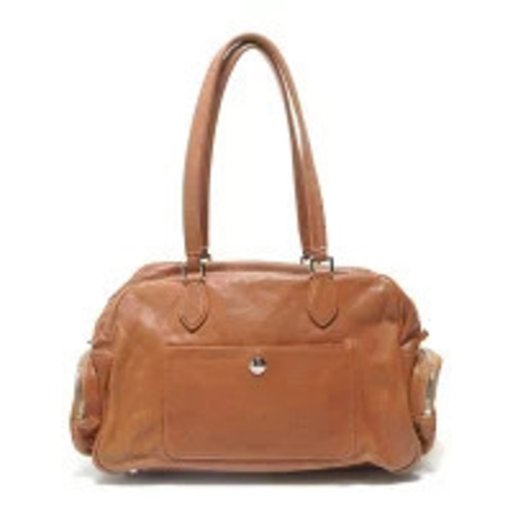 Miu Miu Nappa Leather Top Handle Shoulder Bag Brown